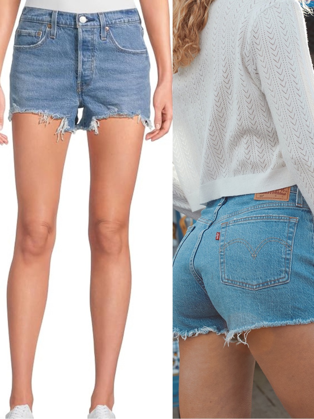 Levi's 501 Original High Rise Cut Off Distressed Denim Shorts Sans Souci